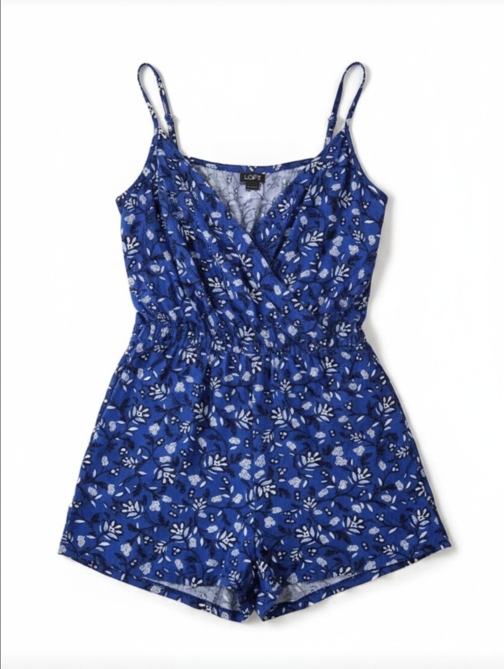 LOFT Women's Blue Floral Cami Romper Size Medium